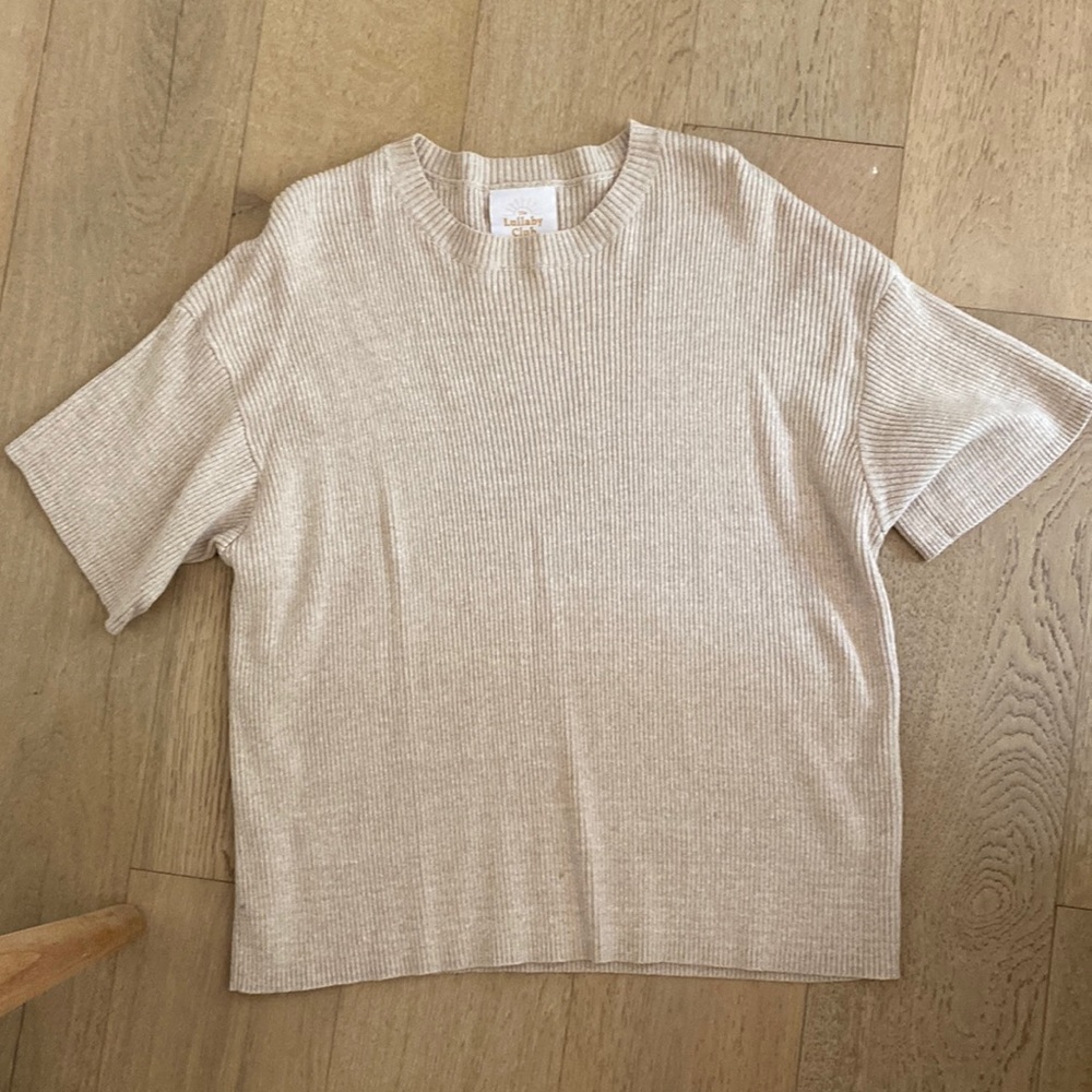 The Lullaby Club Alex Knit Loungewear Top in Oatmeal